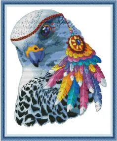 Набір для вишивання за нанесеною на канву схемою "Rainbow eagle ". AIDA 14CT printed , 34*40 см