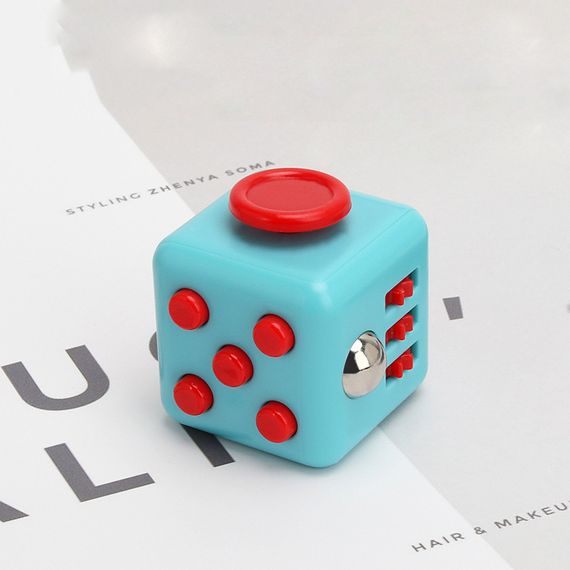Кубик антистресс Fidget Cube 14133 3.5х3.5х4 см голубой с красным