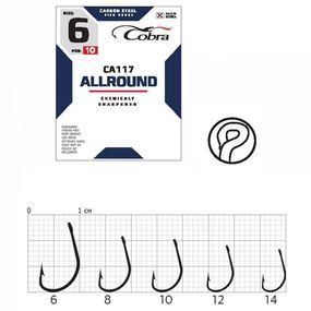 Крючки рыболовные Cobra Кобра ALLROUND сер. CA117 разм. 014 10 шт в упаковке.