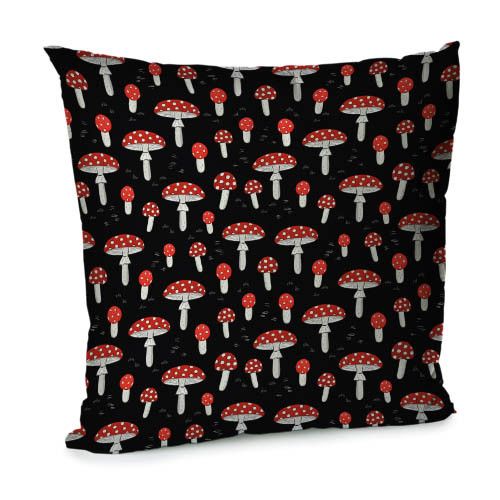 Подушка диванная с бархата Мухомори 45x45 см (45BP_24S008)
