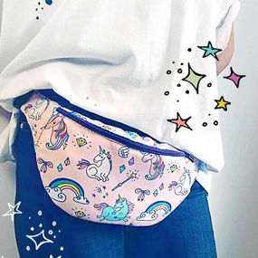 Сумка на пояс бананка Bumbag Единороги и радуга 27x16 см (BB_18J060_FIO_BL)