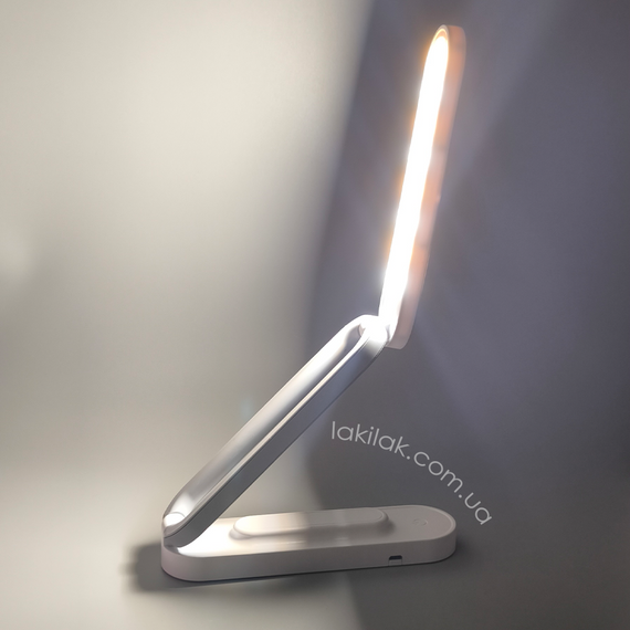 Настільна лампа на аккумуляторі 3W розкладна (біла) | Зображення 1