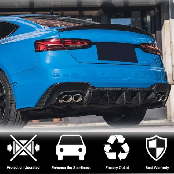 Диффузор заднего бампера V1 (для S-Line 2021-2025, Карбон) для Ауди A5 | Зображення 2