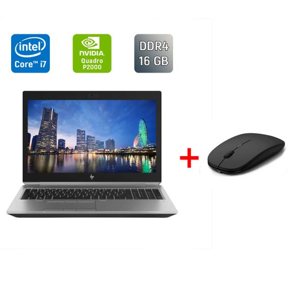 Мобильная рабочая станция Б-класс HP zBook 15 G5 / 15.6" (1920x1080) IPS / Intel Core i7-8750H (6 (12) ядер по 2.2 - 4.1 GHz) / 16 GB DDR4 / 512 GB SSD / nVidia Quadro P2000, 4 GB GDDR5, 128-bit / WebCam / Fingerprint б/у + Подарок Беспроводная мышь / USB