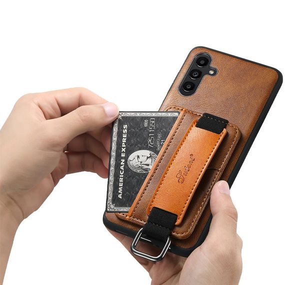 Шкіряний чохол Wallet case and straps для Samsung Galaxy S24+ Коричневий / Brown | Зображення 6