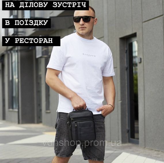 Чоловіча шкіряна сумка-барсетка 20х25х 5.5, месенджер через плече Bexhill BX-02103 чорний | Зображення 6