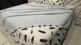 Покрывало-пике с помпонами Dantela Blue 200х220см Хлопок