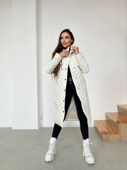 Пальто женское стеганое Milania Размер XL (48-50), M-L (44-46) XS-S (42-44) Молочный | Зображення 1