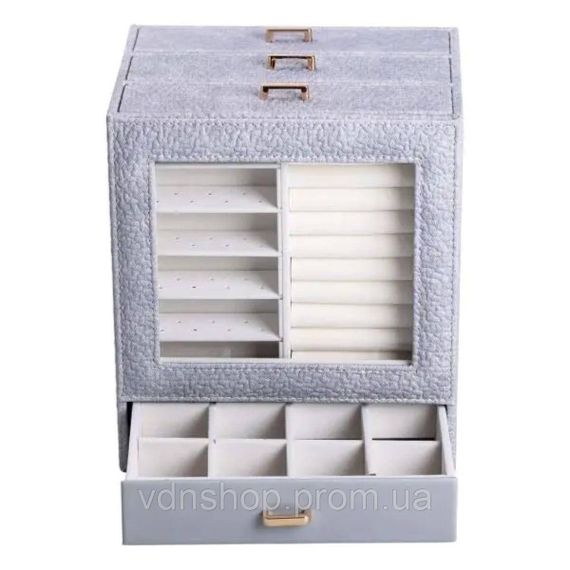 Скринька для прикрас з еко шкіри 3 яруси органайзер для ювелірних виробів HP-5-16G | Зображення 3