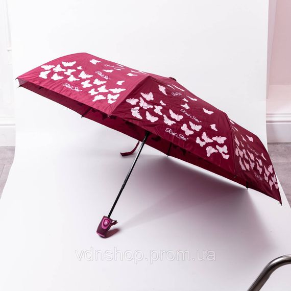 Парасолька напівавтомат з принтом міцна з поліестеру діаметр 97 см Червона HP-23-2R | Зображення 6