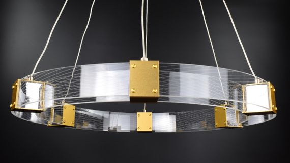 Люстра світлодіодна підвісна LED світильник для квартири на стелю лед 26904 Золото 40-150х80х80 см. | Зображення 5