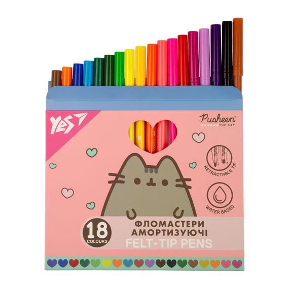 Набор фломастеров амортизирующих YES Pusheen 650583 18 цветов | Зображення 1