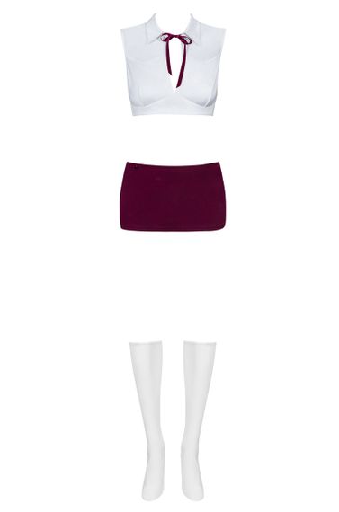 Ролевой костюм - Obsessive Student Set White/Burgundy - S/M sexstyle | Зображення 2