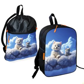 Шкільний рюкзак дитячий з кошеням + Сумка для взуття спортивної форми рюкзак-мішок для хлопчика (01702)