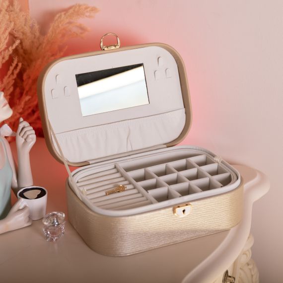 Шкатулка для украшений из эко кожи 2 яруса с замком органайзер для ювелирных изделий HP-5-1CR | Зображення 6