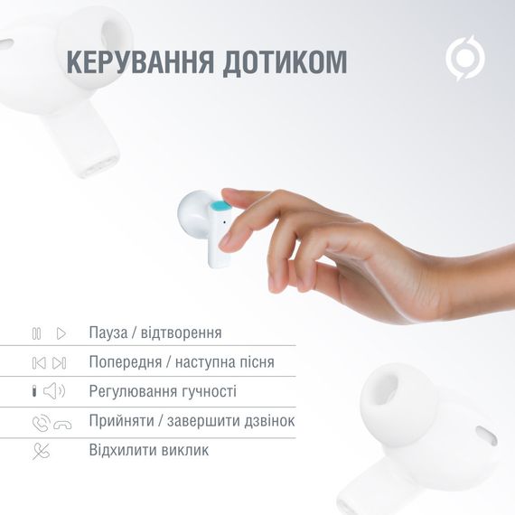 Навушники Piko TWS-HalfMoon White (1283126583391) | Зображення 1