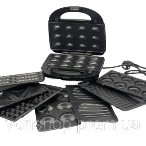 Електрична бутербродниця мультимейкер 8 в 1 Rainberg RB-2283 3000Вт із змінними насадками NK-47