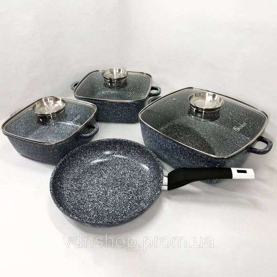 Набір казанів для кухні UNIQUE UN-5531 7 предметов, Посуд з антипригарним покриттям казани DK-52 | Зображення 7