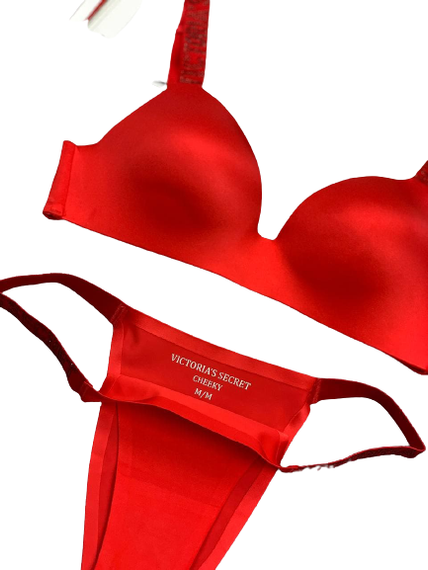 Бесшовный женский комплект нижнего белья Victoria`s Secret Виктория Сикрет со стразами 90D | Зображення 4
