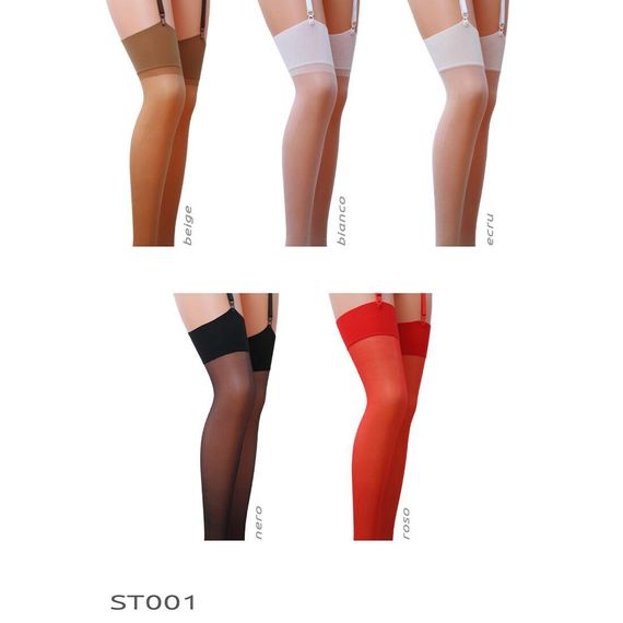 Класичні панчохи під пояс із широкою гумкою ST001 bianco - Passion, 1/2 | Зображення 1