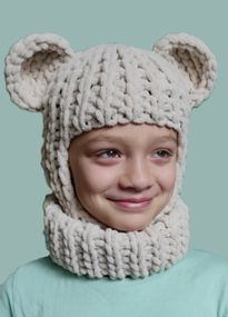 Балаклава колір 599 плюшева з вушками ведмедика