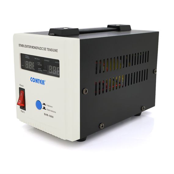 Стабилизатор напряжения релейный Conter SVR-1000VA/750W однофазный, напольного монтажа, LED дисплей, DC150-270V, AC230±8%, 2Shuko,