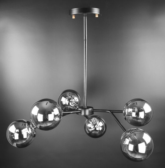 Люстра стельова на 6 лампочок 26494 Чорний 25-63х65х65 см. | Зображення 1