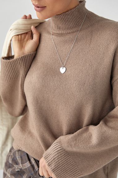 Теплий жіночий светр із широкими рукавами - світло-коричневий цвет, ONE SIZE (є розміри) | Зображення 3