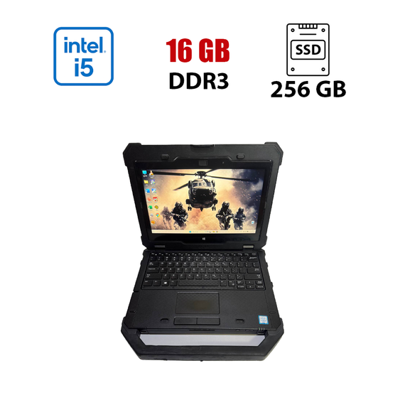 Захищений нетбук-трансформер Dell Latitude 12 Rugged Extreme 7214 / 11.6" (1366x768) TN / Intel Core i5-6300U (2 (4) ядра по 2.4 - 3.0 GHz) / 16 GB DDR4 / 256 GB SSD / Intel HD Graphics 520 / WebCam / Win 11 Pro б/в