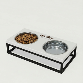 Миски на подставке для маленьких собак и котов Hollky Base S (2 × 0,45 л) BS-36187-BLWH