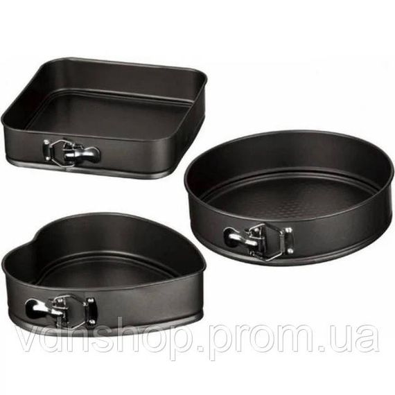 Формы для выпекания UNIQUE UN-1703 3шт диаметр 24, 26, 28 см набор форм для тортов бисквитов кексов XZ-92 | Зображення 2