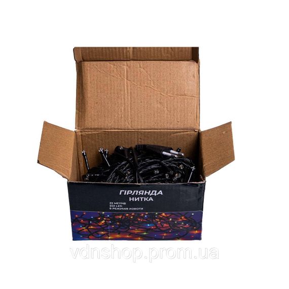 Новорічна гірлянда кімнатна нитка 22 м 220 LED чорний провід Жовтий W220LED22MBY | Зображення 7