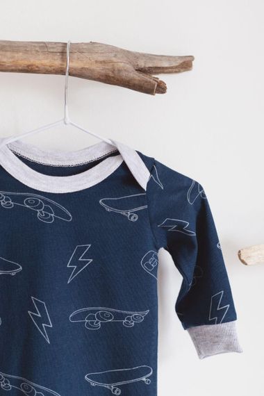 Боді стрейч кулир довгий рукав принт Скейт від 1 міс до 2-х років | Зображення 1