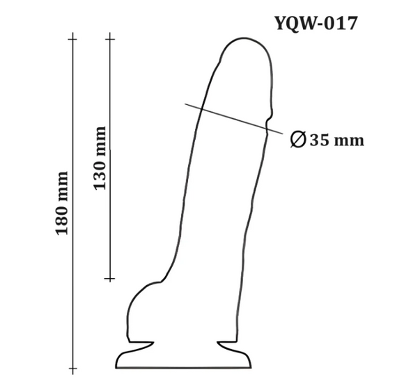 Фаллоимитатор с мошонкой на присоске OYO - Dildo Double Layer Silicone YQW-017 (длина 18 см, диаметр 3.5 см) Sex Aura | Зображення 3