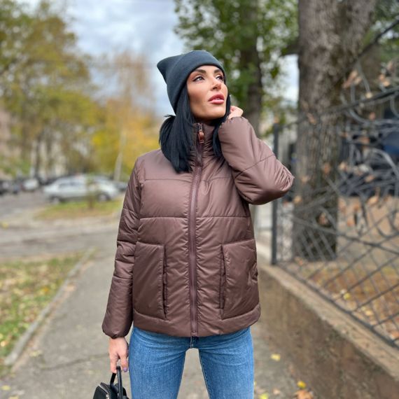 Женская демисезонная куртка короткая утепленная GF01219 цвет коричневый, размер 46/48 | Зображення 3