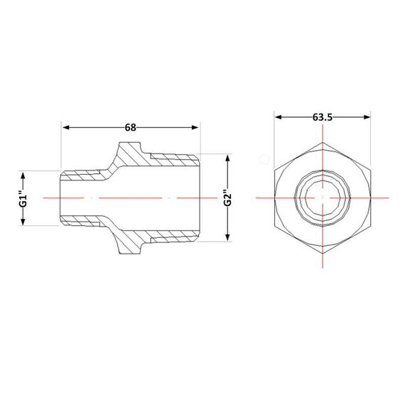 Ниппель чугунный 2"х1" НР | Зображення 1