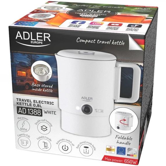 Электрочайник Adler AD 1388 white 0.8 л белый | Зображення 6