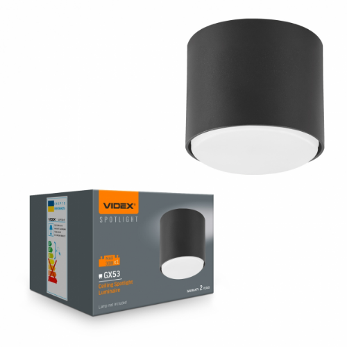 LED Світильник під лампу GX53 накладний чорний VL-SPF26A-B Videx | Зображення 1