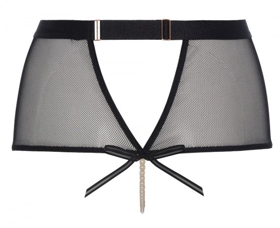 Трусики з високою талією, розрізом та перловою ниткою Bracli Vienna High Waist Brief Чорні, Чорний, L, L | Зображення 1