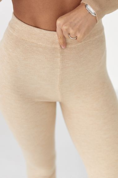 Жіночі трикотажні лосини - бежевий цвет, ONE SIZE (є розміри) | Зображення 3