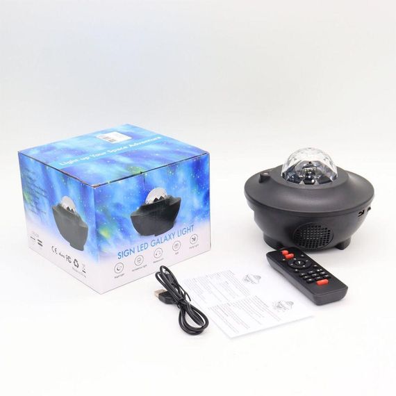 Ночник проектор звездного неба от USB, с колонкой и пультом / Светильник с блютуз колонкой / Ночник в комнату | Зображення 9