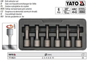 Набор екстракторов шпилек Ø=2; 3; 4; 6; 8; 10 мм 6 штук YATO-0623