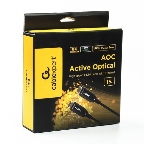 Кабель Cablexpert CCBP-HDMI8K-AOC-15M-EU, HDMI V.2.1, вилка/вилка, з позолоченими контактами, 15 м | Зображення 1