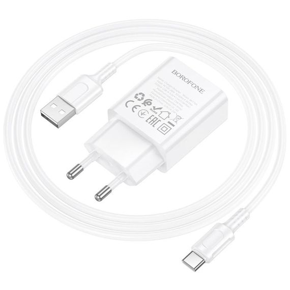 МЗП Borofone BA110A Lemi 7.5W (1USB-A) + кабель USB to Type-C White | Зображення 5