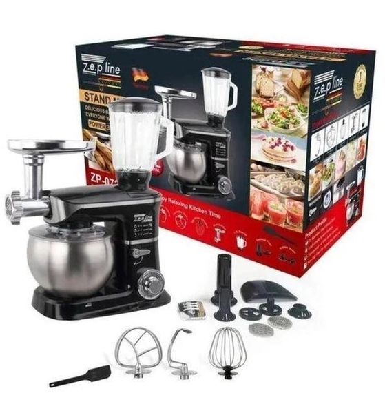 Кухонний комбайн Zepline ZP-072 багатофункціональний 3в1 Блендер тістоміс м'ясорубка 3200W | Зображення 1