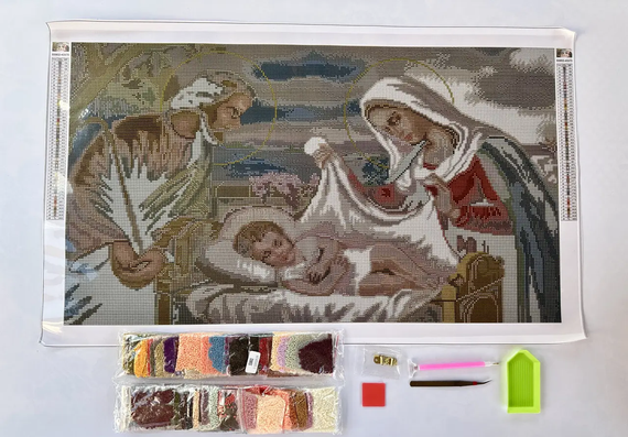 Алмазна мозаїка Ікона Ісус в колисці 40х70 см ColorArt SS802 | Зображення 1