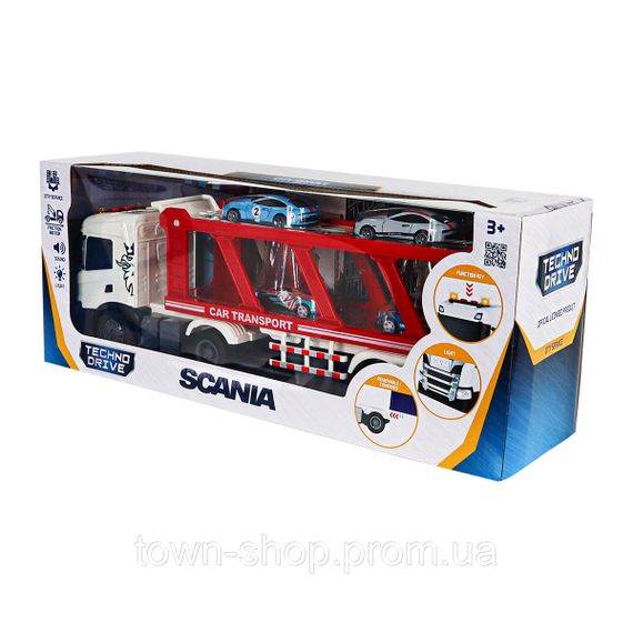 Игровой набор серии Large Truck – Автоперевозчик Scania (4 машины, свет, звук) | Зображення 2