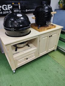 Стіл для гриля Primo, Big Green Egg, Kamado Joe дерев''яний з нішами GRILLI 009694 Код: 009694