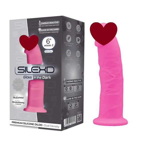 Реалістичний фалоімітатор SILEXD, що світиться у темряві, рожевий, 15.4 см Sex Aura