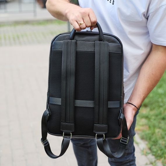 Шкіряний чоловічий рюкзак класичний чорний з натуральної шкіри якісний  Tiding Bag 45239 | Зображення 3